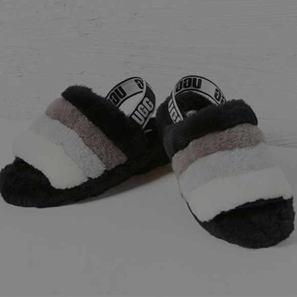 UGG Logo Fluff Yeah Multi-Color Slides - Picture 1 of 4